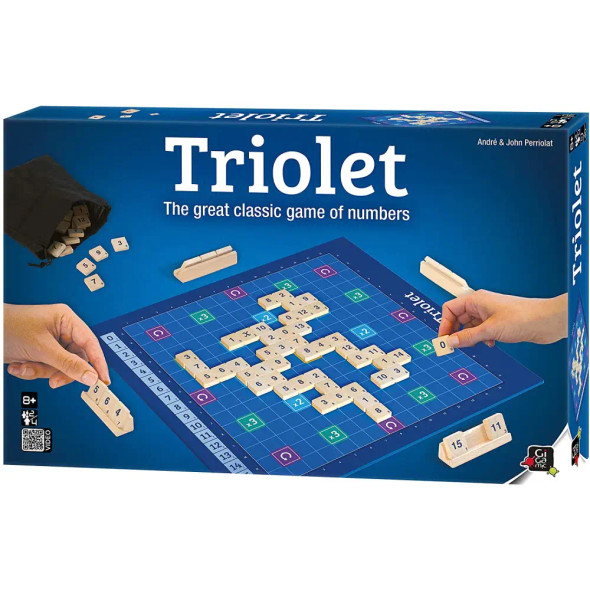 Triolet board game numbered wooden tiles racks folding board family game