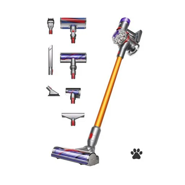 Dyson V8 Cordless Vacuum Cleaner in Silver/Nickel – Lightweight stick vacuum with powerful suction, HEPA filtration, and up to 40 minutes runtime