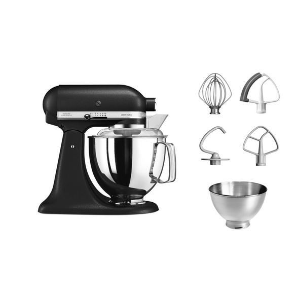 KitchenAid Mixer Tilt-Head Artisan Black 4.8L + 3 L Bowl + Flex edge Beater | 5KSM175PSEBK