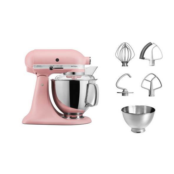 KitchenAid Mixer Tilt-Head  Artisan Matte Dried Rose 4.8l+ 3 L Bowl + Flex edge Beater |  5KSM175PSEDR