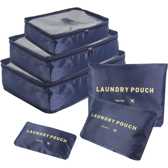 SKY TOUCH 6Pcs Set Travel Luggage Organizer Packing Set Waterproof Bag, Blue