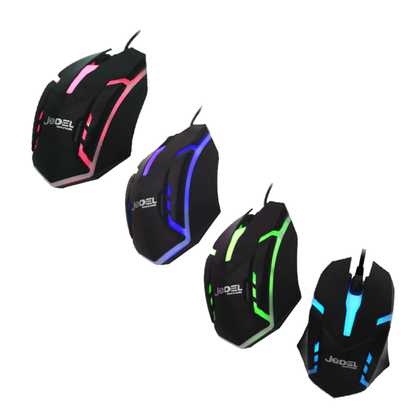 Jedel M66 wired RGB gaming mouse with 7-color LED lighting and USB cable
