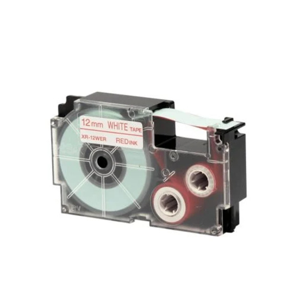 Casio Label Tape Cassette Red on White │ XR‑12WER1‑W‑DJ1