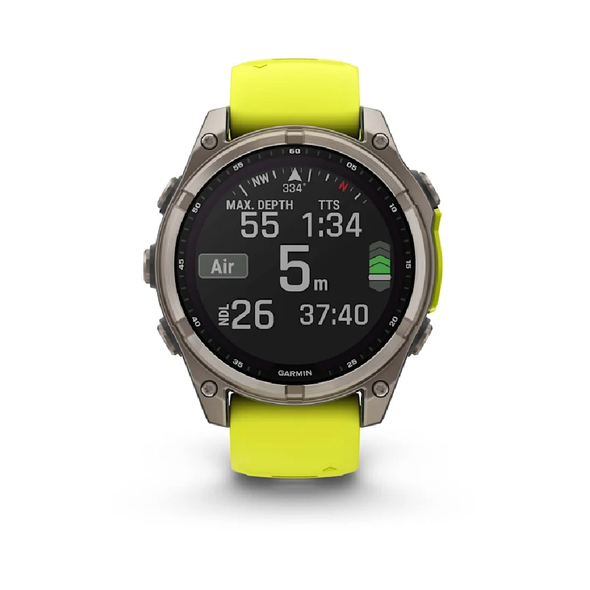Garmin fenix 8 – 51mm Smartwatch - Sapphire, Titanium with Amp Yllow/Graphite Silicone Band | 010-02907-21