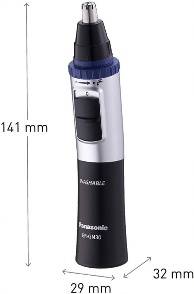 Panasonic ER-GN30-K Nose, Ear n Facial Hair Trimmer Wet/Dry with Vortex Cleaning System, Black | ER GN30#