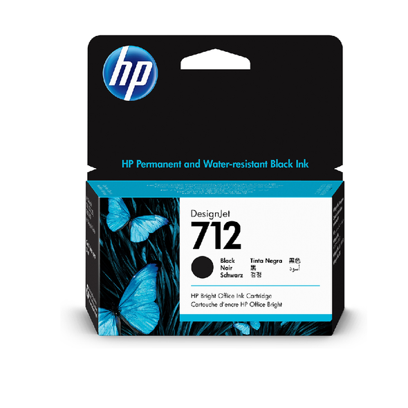 HP 712 38ml DesignJet Original Ink Cartridge - Black | 3ED70A