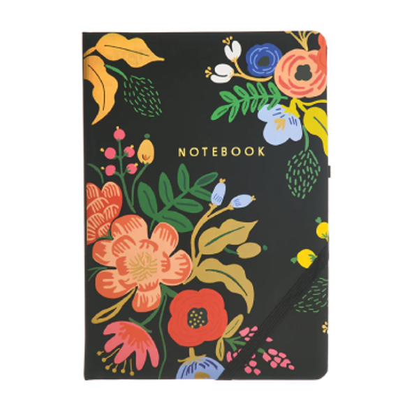 Floral Bloom A5 Notebook - Black