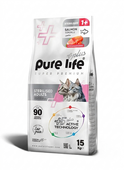 Pure Life Dry Cat Food Sterilized Chicken - 15kg | PL-STER-CH15