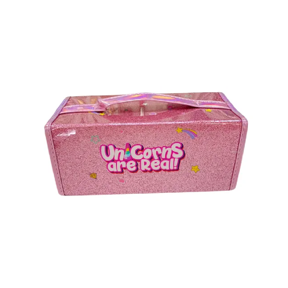 Unicorn Foldable Pencil Case - Glitter Pink