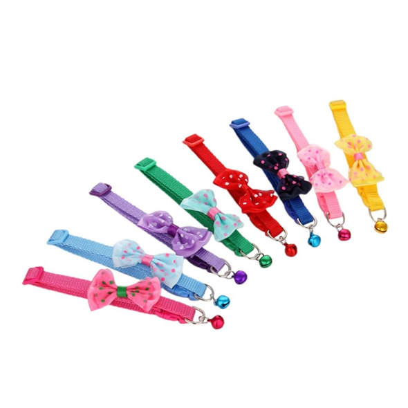 Cat Collar with Bow - Adjustable Safety Collar with Bell for Cats & Kittens (1 Piece)