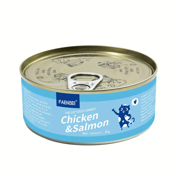 FAENBEI Shredded Cat Food Can - Chicken & Salmon - 85 g | FNB-SHC85-CS