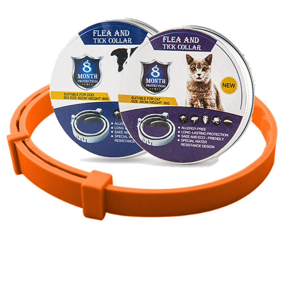 Anti-Fleas & Tick Collar - Small Size (Cats & Small Dogs) - Orange - 8 Months Protection | FTC-SM-ORG