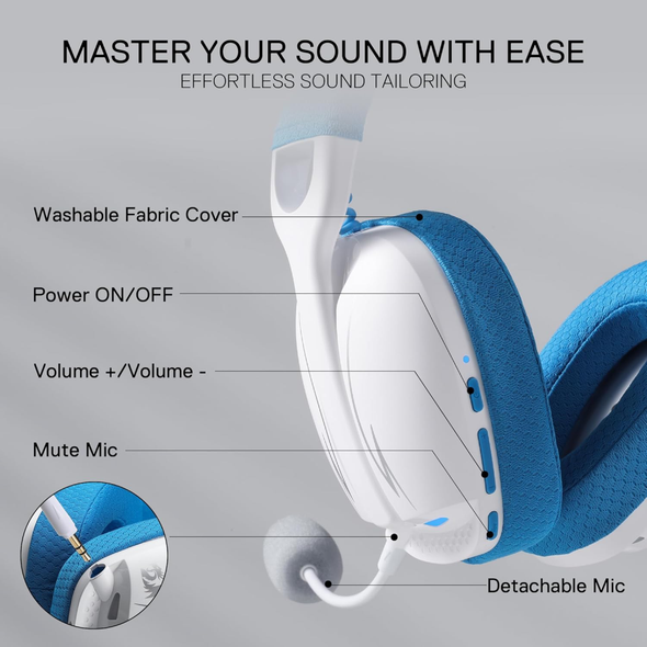 Redragon H878 3-Mode Wireless Blue Lighting Gaming Headset | H878WB