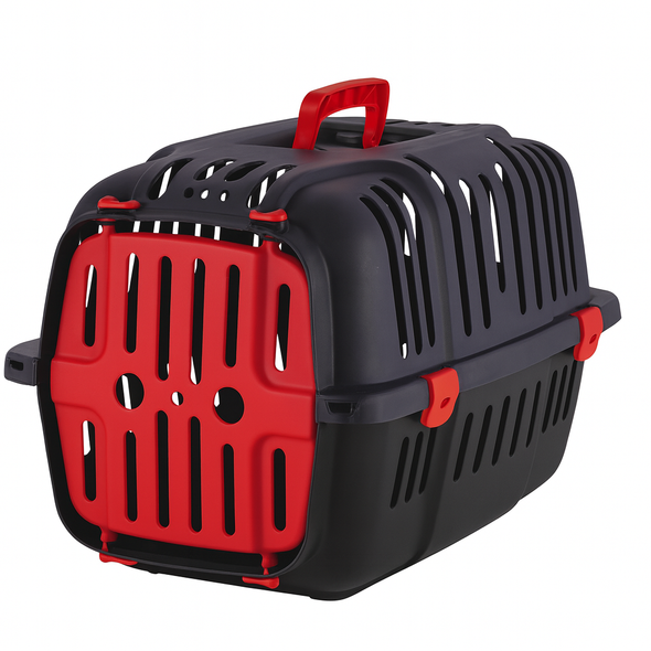 Cat Carrier Box Small - Portable Pet Travel Crate with Red Door & Handle Cat Carrier Box Small - Portable Pet Travel Crate with Red Door & Handle