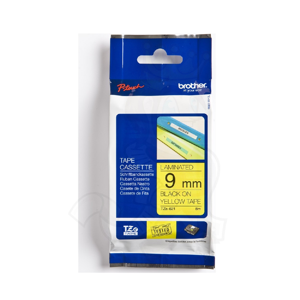 Brother TZe-621 Original Ribbon Tape 9MM - Black and Yellow | 9TZ621