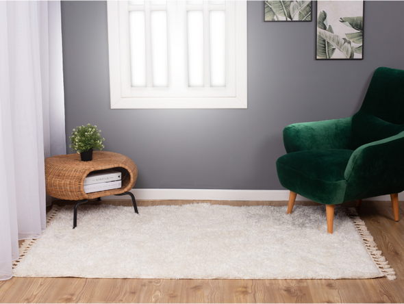 Zymta Bohemian Plain 200 x 300 Cm Winter Carpet - Off White | 9013347311179