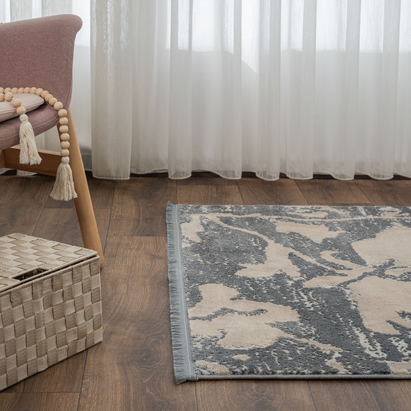 Zymta Paris Livik 120 x 180 Cm Winter Carpet - Grey / Beige | 8691013849674