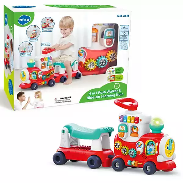 Hola 4-in-1 Push Walker & Ride-On Learning Train | HE8990 Hola 4-in-1 Push Walker & Ride-On Learning Train | HE8990