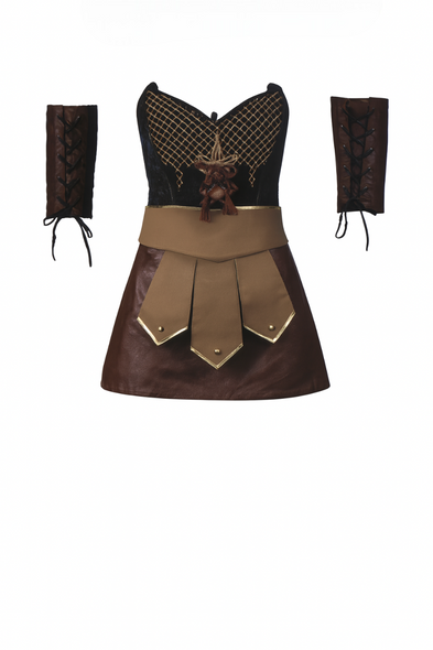 Roman Warrior Costume (Dress, Headband, Hand Pads) | 083021 Roman Warrior Costume (Dress, Headband, Hand Pads) | 083021