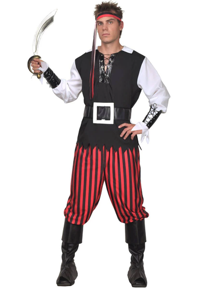 Pirate Costume (Eyemask, Headband, Shirt, Pants, Boot Tops, Belt & Gauntlets) | 093091