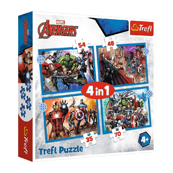 Trefl 4-in-1 Brave Avengers Puzzle - 35-70 Pcs | 34386