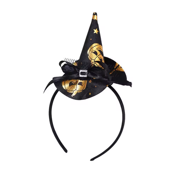 Halloween Witch Cap Headband - Black/Gold | AL639-12 Halloween Witch Cap Headband - Black/Gold | AL639-12