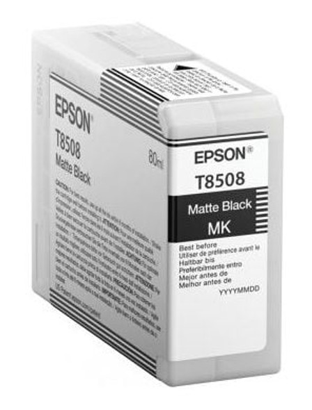 Epson Ink Cartridges, Ultrachrome® HD, T8508, Singlepack, 1 x 80.0 ml Matte Black | C13T850800