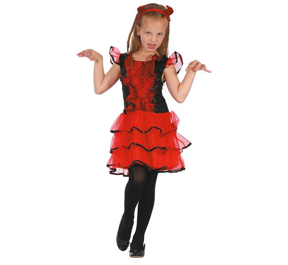 Girls Devil Costume (Dress, Headpiece) - Large Size (130-140 cm) | 98806 Girls Devil Costume (Dress, Headpiece) - Large Size (130-140 cm) | 98806