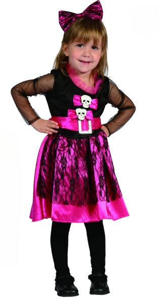 Skeleton Costume (Dress, Hair Band with a Bow) - TODDLER (92-104CM) | 92433 Skeleton Costume (Dress, Hair Band with a Bow) - TODDLER (92-104CM) | 92433