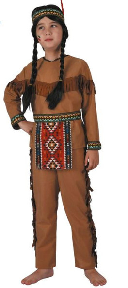 Indian Boy Costume (Top, Pants, Headband, Belt) - large Size (130–140 cm) | 091411