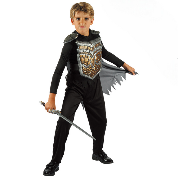 Armored Knight Costume (Armor, Cape, Shirt) - Large Size (130–140 cm) | 091271