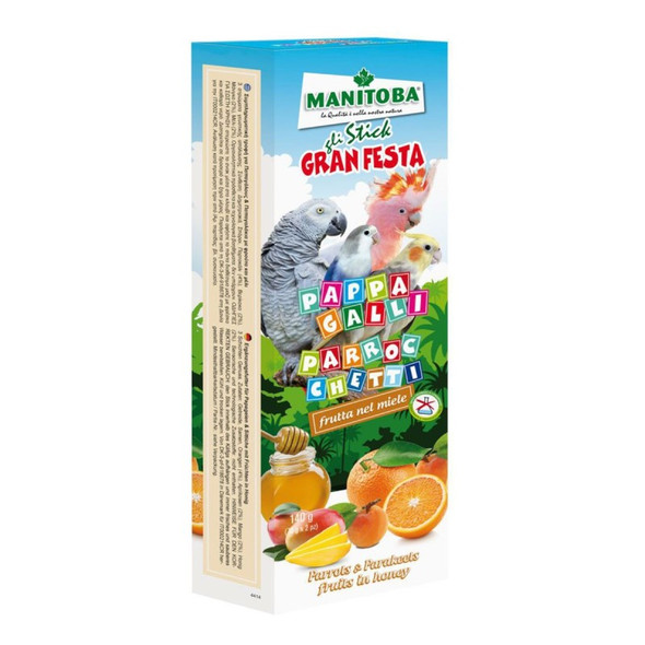 Manitoba Stick Pappagalli & Parrocchietti Frutta Miele 2x70g | 4414