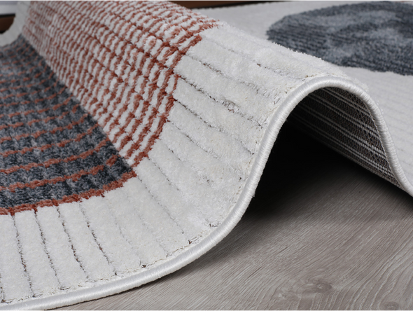 Zymta Comfy Debby 120 x 180 cm Winter Carpet - Off White / Indigo / Burnt Orange / Salmon | co1039