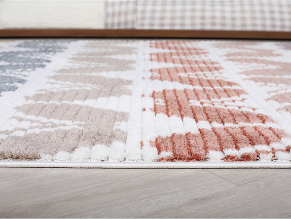 Zymta Comfy Butterflies 120 x 180 cm Winter Carpet - Off White / Brown / Green / Terracotta | co1103