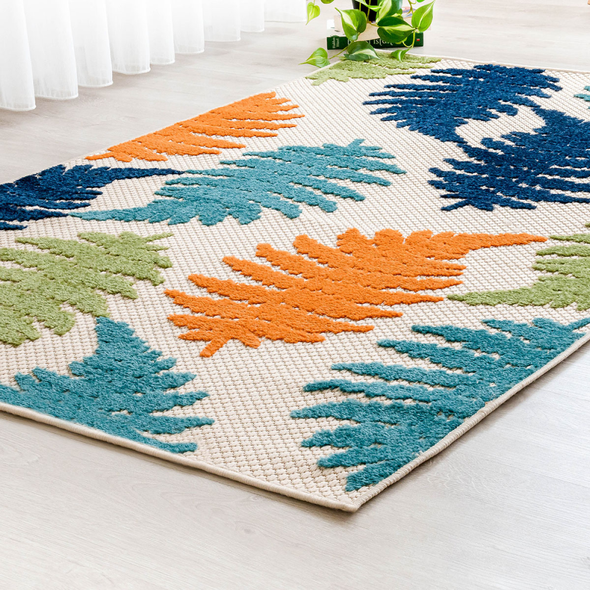 Zymta Madagascar Flo 160 x 230 cm Decorative Carpet - Orange / Beige / Turquoise / Navy Blue | 9880000760941