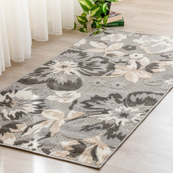 Zymta Madagascar Pansy 160 x 230 cm Decorative Carpet - Grey / White / Beige / Anthracite | 9880000761146