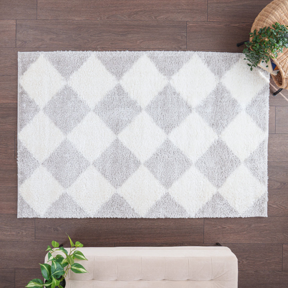 Zymta Bella Checked 160 x 230 cm Winter Carpet - Cream / Grey | 9880000579765