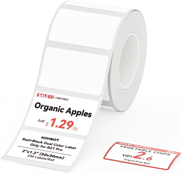 NIIMBOT Labels Barcode Stickers – T50×30-230 Red & Black | T50×30