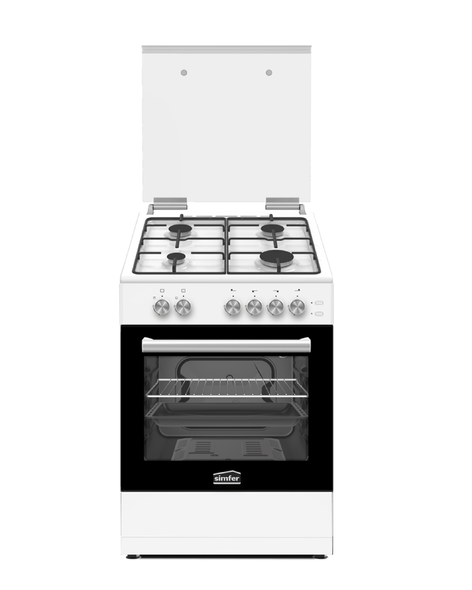 Simfer F6402BB Freestanding Gas Cooker 4 Burners, Gas Oven & Grill, 60×60 cm, White | SIMWCOKF6402BB Simfer F6402BB Freestanding Gas Cooker 4 Burners, Gas Oven & Grill, 60×60 cm, White | SIMWCOKF6402BB