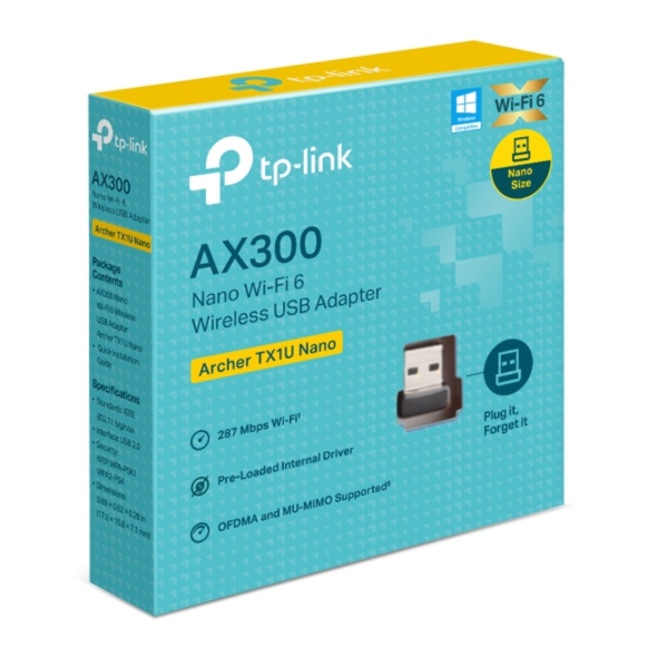TP-Link AX300 Nano Wi-Fi 6 Wireless USB Adapter | Archer TX1U Nano