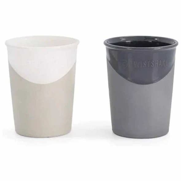 Twistshake 2x Cup 170ml 6+m - Pastel Grey & White | TWI78596 Twistshake 2x Cup 170ml 6+m - Pastel Grey & White | TWI78596