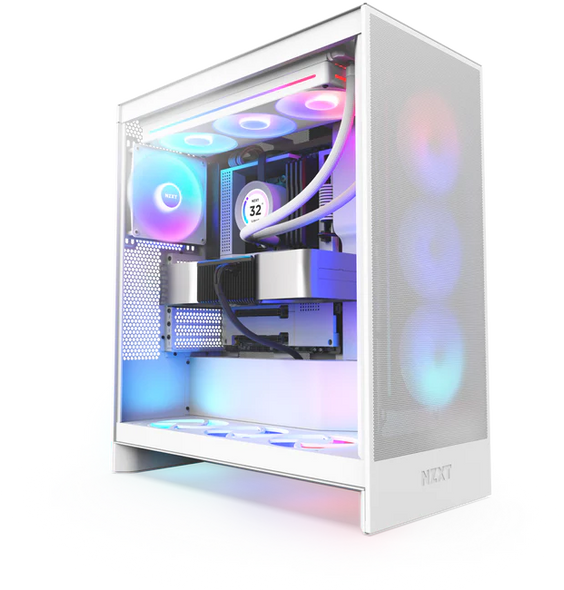 NZXT H7 Flow RGB Edition White Mid-Tower Airflow Case | CM-H72FW-R1