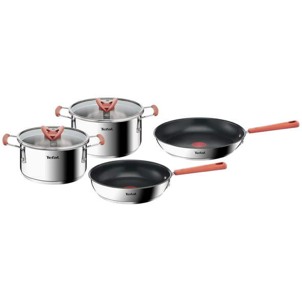 Tefal Optispace Cookware Set - Pan 24cm & 28cm, 18cm Casserole 20 cm + Lid | G720S604 Tefal Optispace Cookware Set - Pan 24cm & 28cm, 18cm Casserole 20 cm + Lid | G720S604