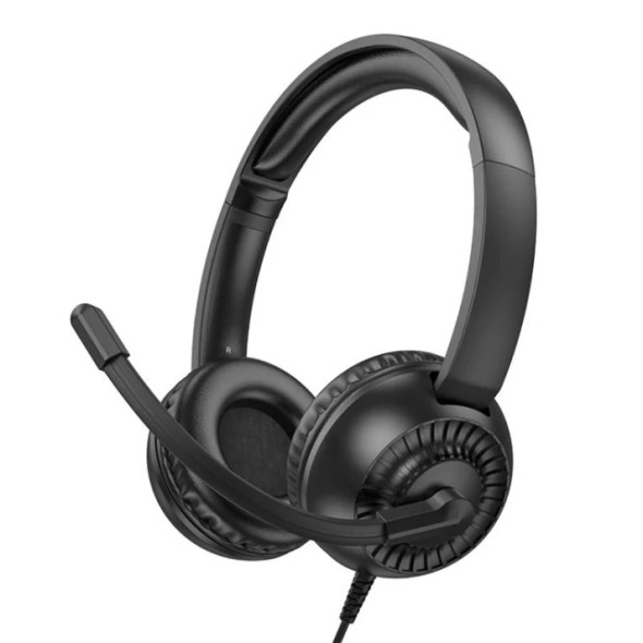 Hoco Wired Headphones With Mic 3.5mm - Black | W112