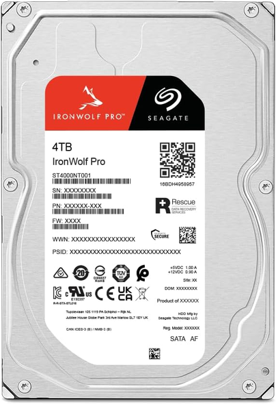 Seagate IronWolf Pro 4TB 3.5" SATA Internal HDD 7200RPM 256MB Cache | ST4000NT001