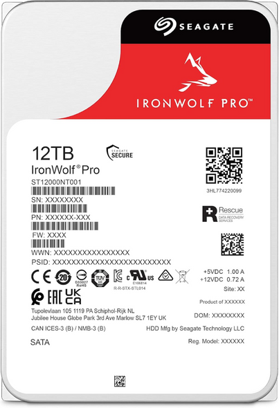 Seagate IronWolf Pro 12TB 3.5" SATA Internal HDD 7200RPM 256MB Cache | ST12000NT001