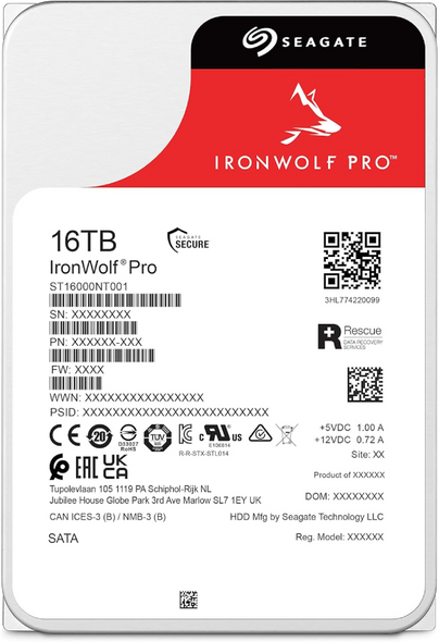 Seagate IronWolf Pro 16TB 3.5" SATA Internal HDD 7200RPM 256MB Cache | ST16000NT001