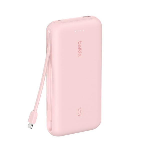 Belkin Boost Charger 20K Power Bank with Integrated USB-C Cable – Pink | BPB024HQPK