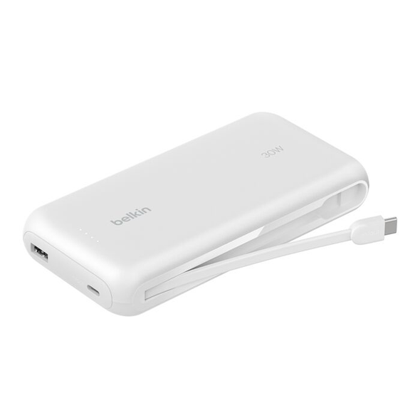 Belkin Boost Charger 20K Power Bank with Integrated USB-C Cable – White | BPB024HQWH