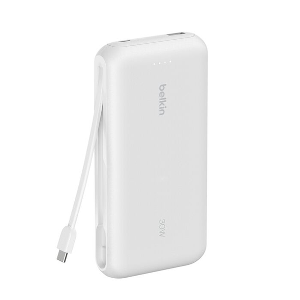 Belkin Boost Charger 20K Power Bank with Integrated USB-C Cable – White | BPB024HQWH